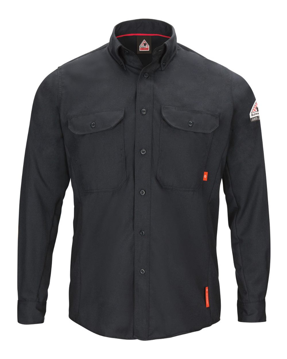 Front View of Navy iQ Series® Long Sleeve Comfort Woven Lightweight Shirt - Tall Sizes - QS50T