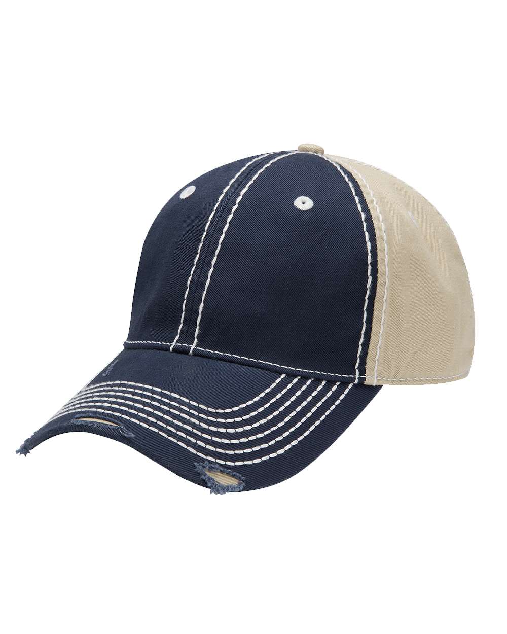 Front View of Navy/ Khaki Rambler Cap - RM102
