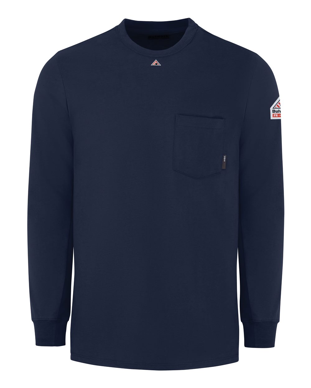 Front View of Navy Knit Long Sleeve T-Shirt - SET2