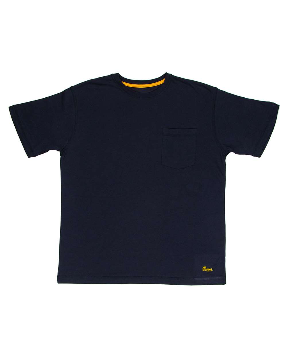 Front View of Navy Lightweight Performance Pocket T-Shirt - BSM38