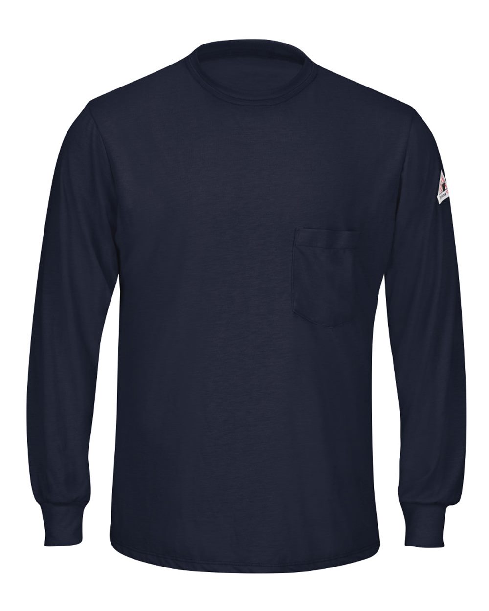 Front View of Navy Long Sleeve Lightweight T-Shirt - SMT8