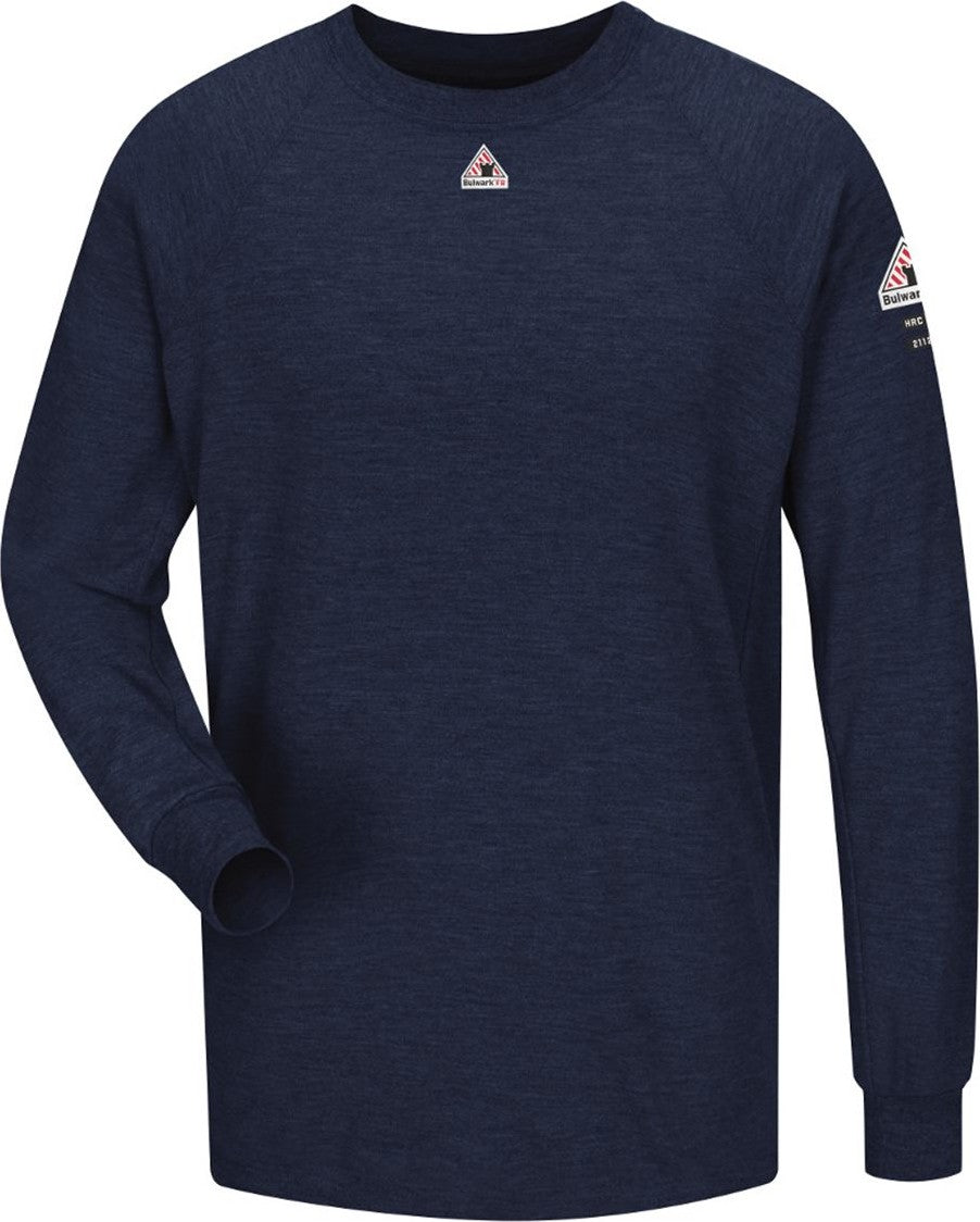 Front View of Navy Long Sleeve Performance T-Shirt - CoolTouch®2 - SMT2