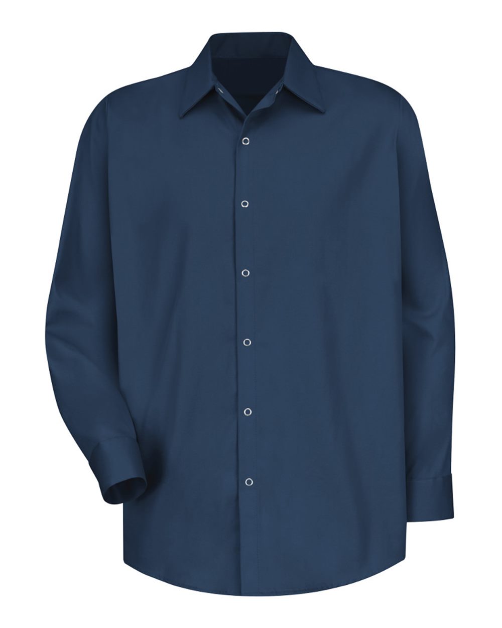 Front View of Navy Long Sleeve Specialized Cotton Work Shirt - Tall Sizes - SC16T