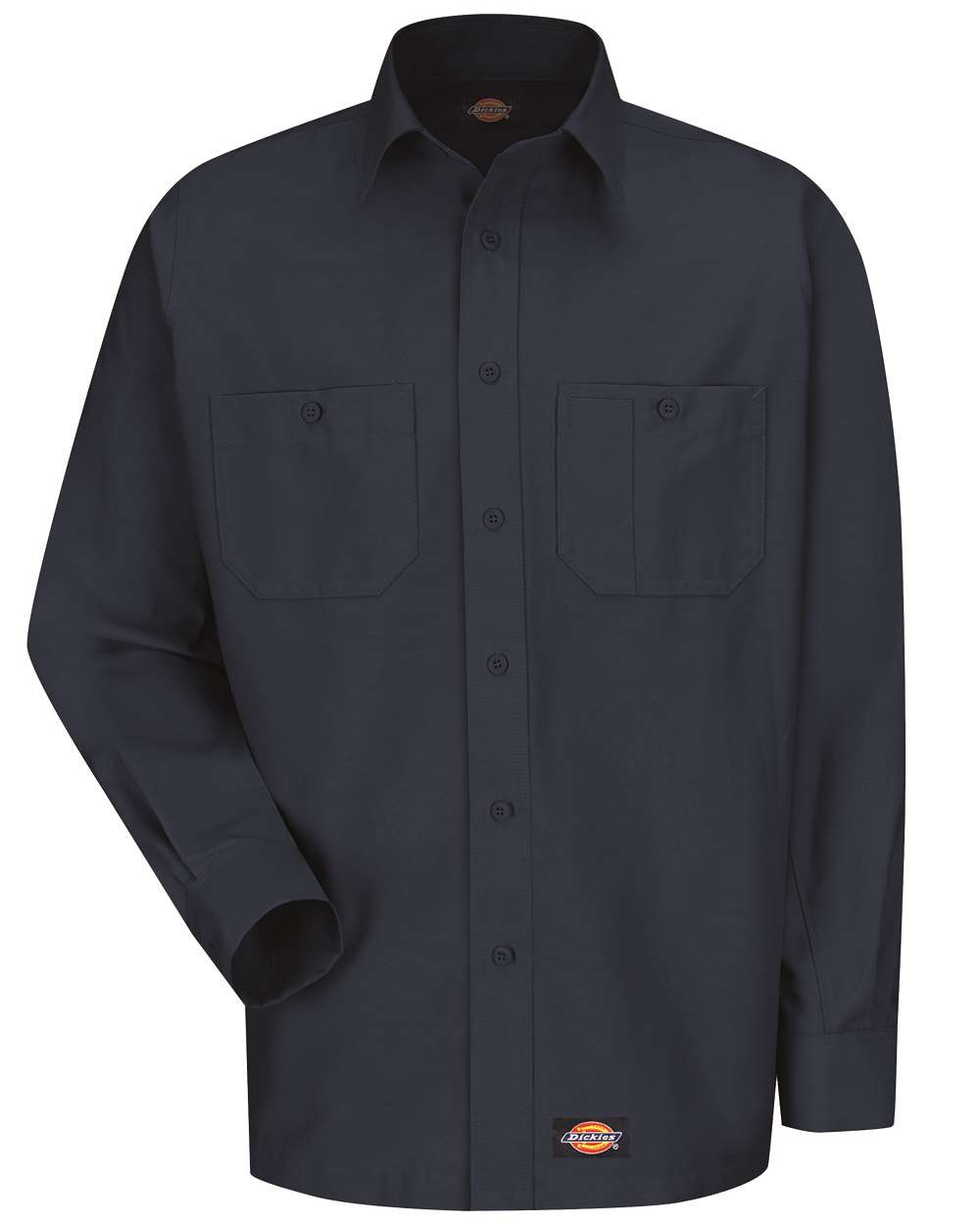 Front View of Navy Long Sleeve Work Shirt - Tall Sizes - WS10T