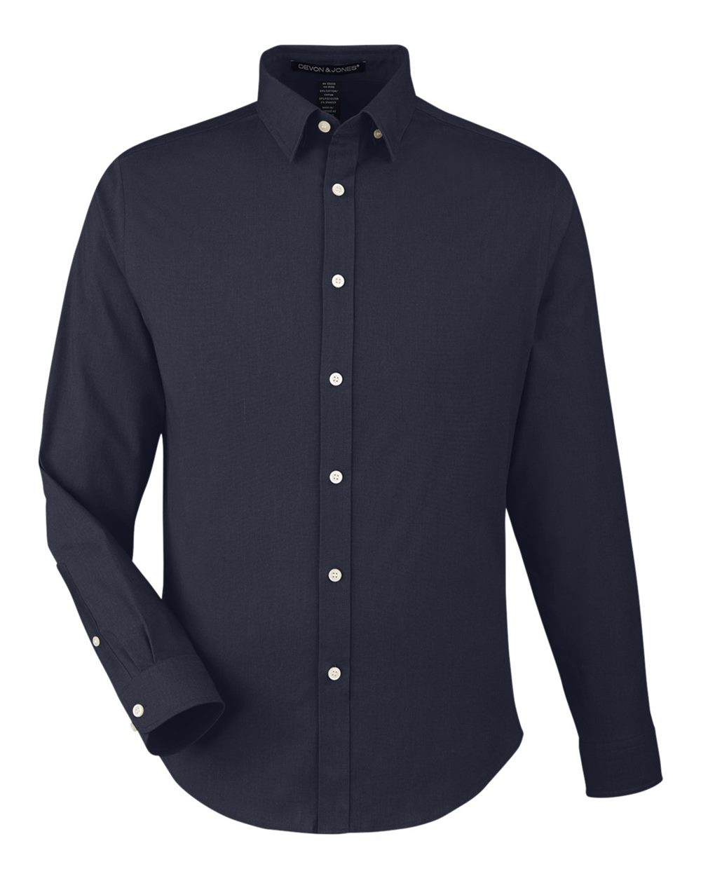 Front View of Navy Melange Men's CrownLux Performance® Spencer Poplin Dress Shirt - DG505