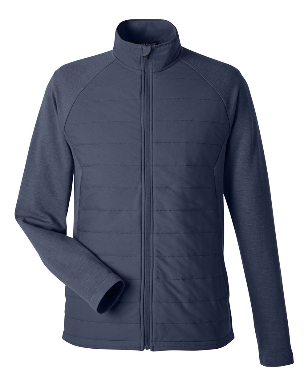 Front View of Navy Melange/ Navy Men's New Classics® Charleston Hybrid Jacket - DG704
