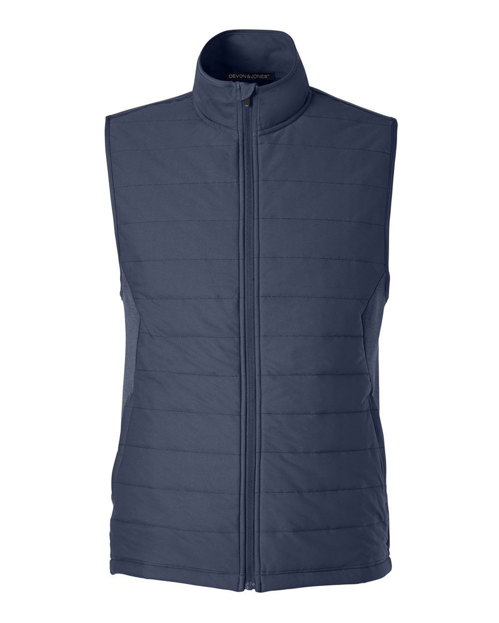 Front View of Navy Melange/ Navy Men's New Classics® Charleston Hybrid Vest - DG706