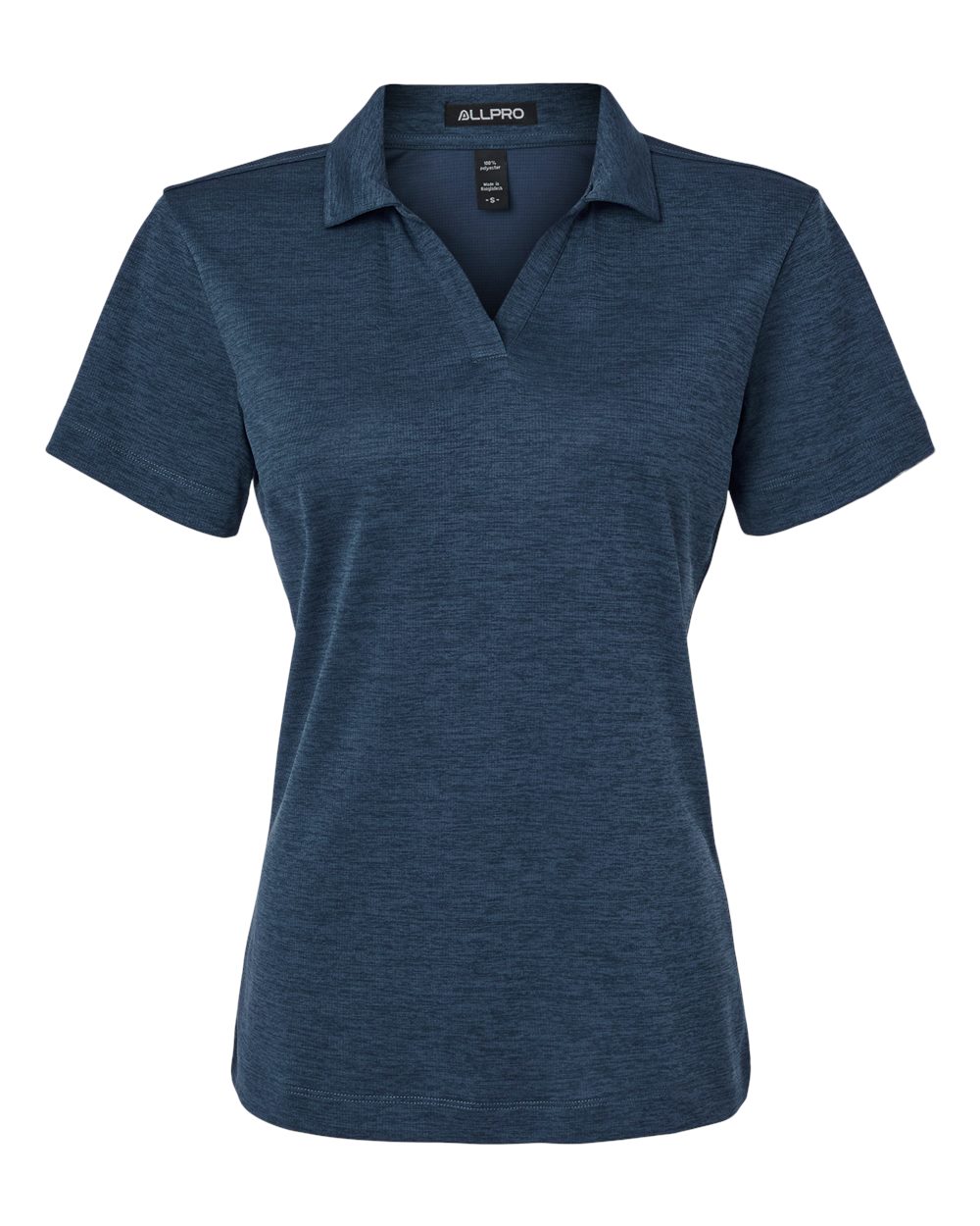 Front View of Navy Melange Women&#39;s Performance Mélange Polo - 4HM00L