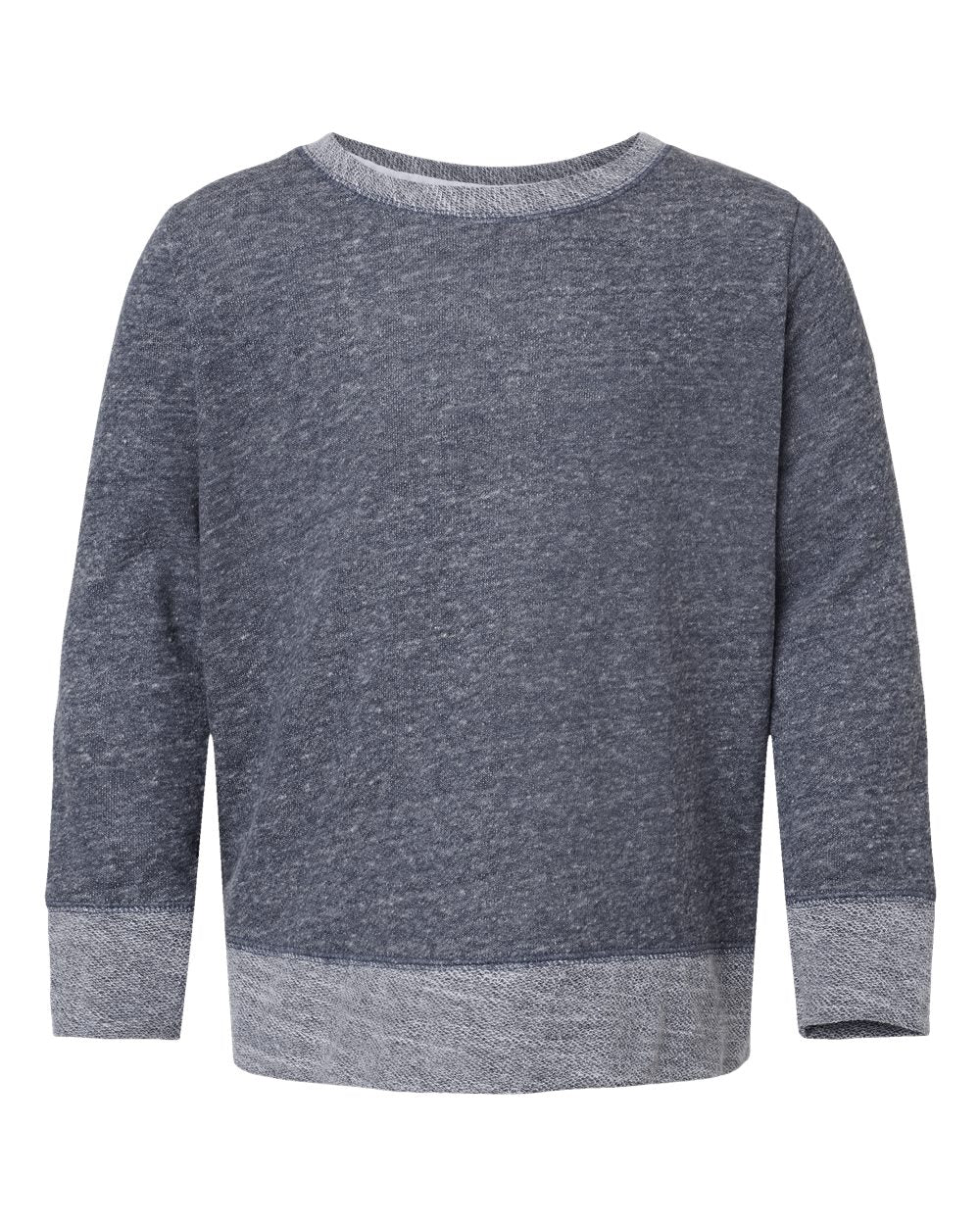Front View of Navy Melange Youth Harborside Mélange French Terry Long Sleeve with Elbow Patches - 2279