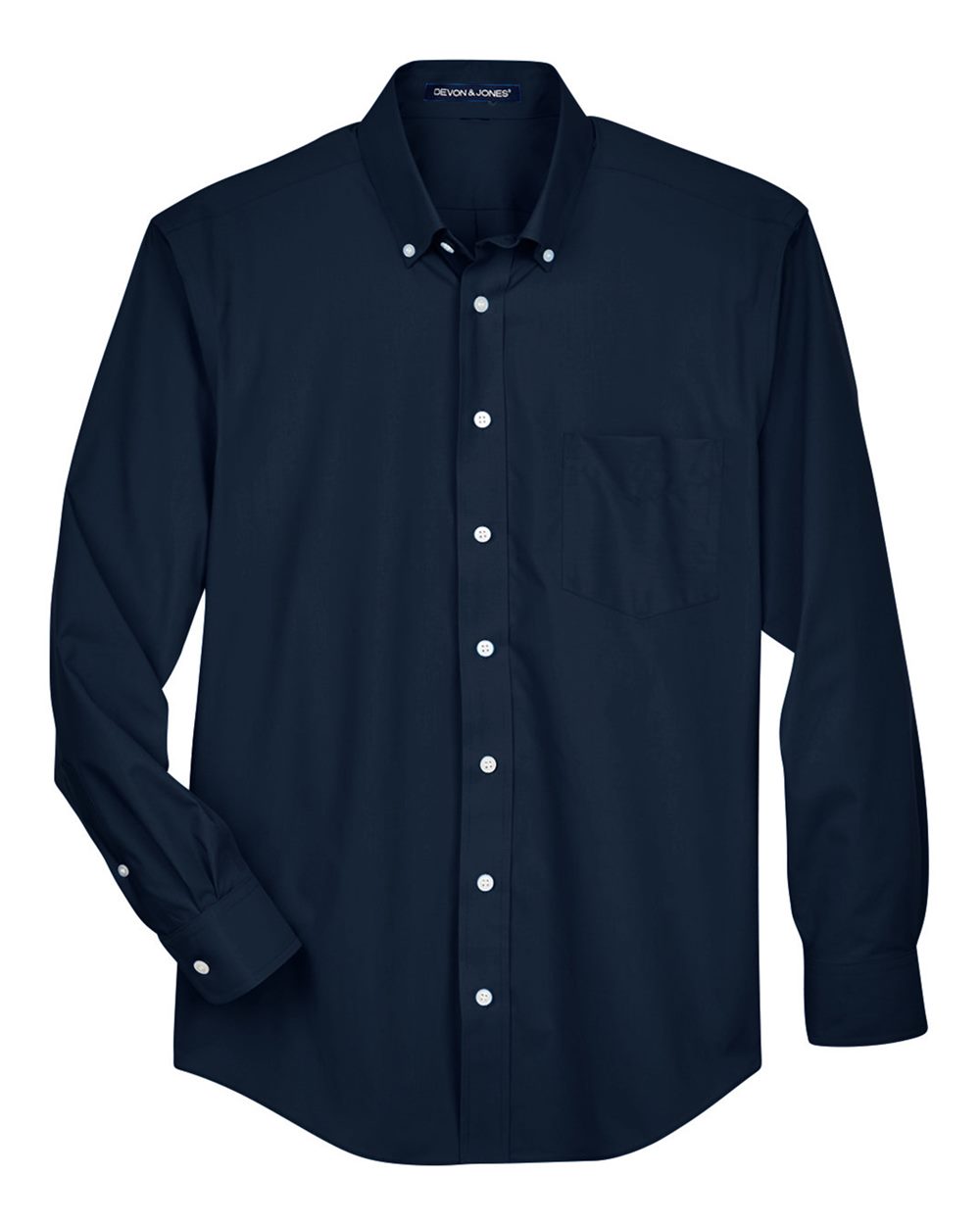 Front View of Navy Men&#39;s Crown Collection® Tall Broadcloth Woven Dress Shirt - D620T