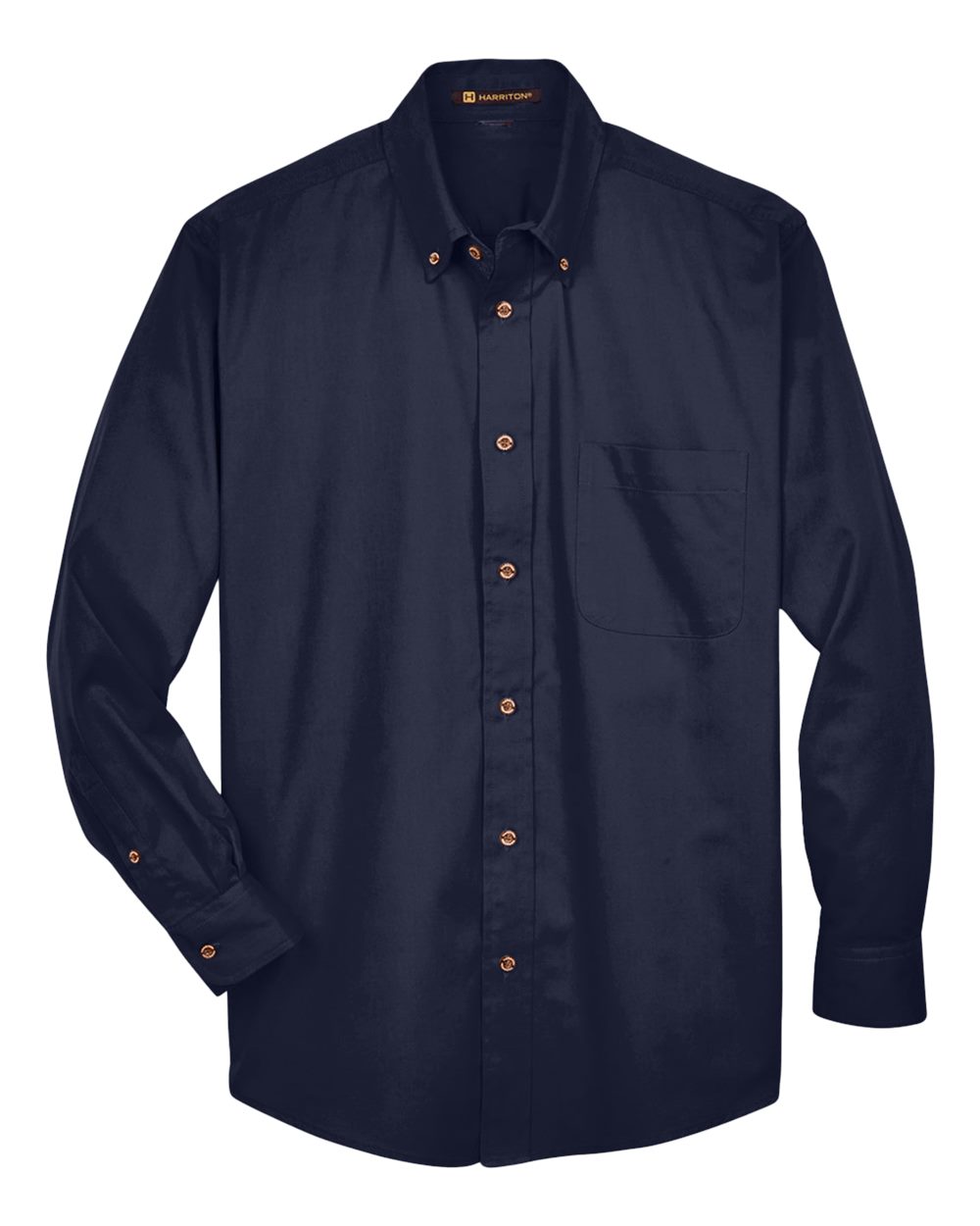 Front View of Navy Men's Easy Blend™ Long Sleeve Twill Shirt - M500