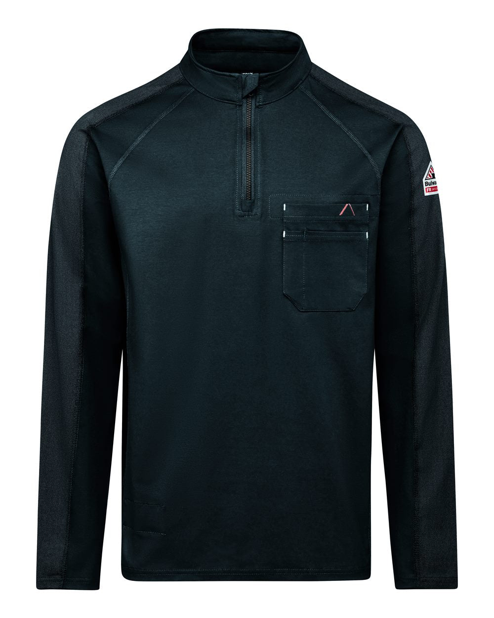 Front View of Navy Men's Flex Knit Quarter-Zip Pullover - STZ2 plain