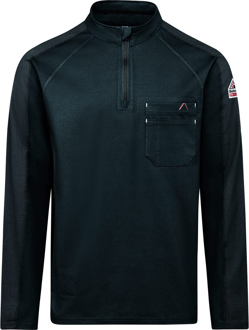 Front View of Navy Men's Flex Knit Quarter-Zip Pullover - STZ2