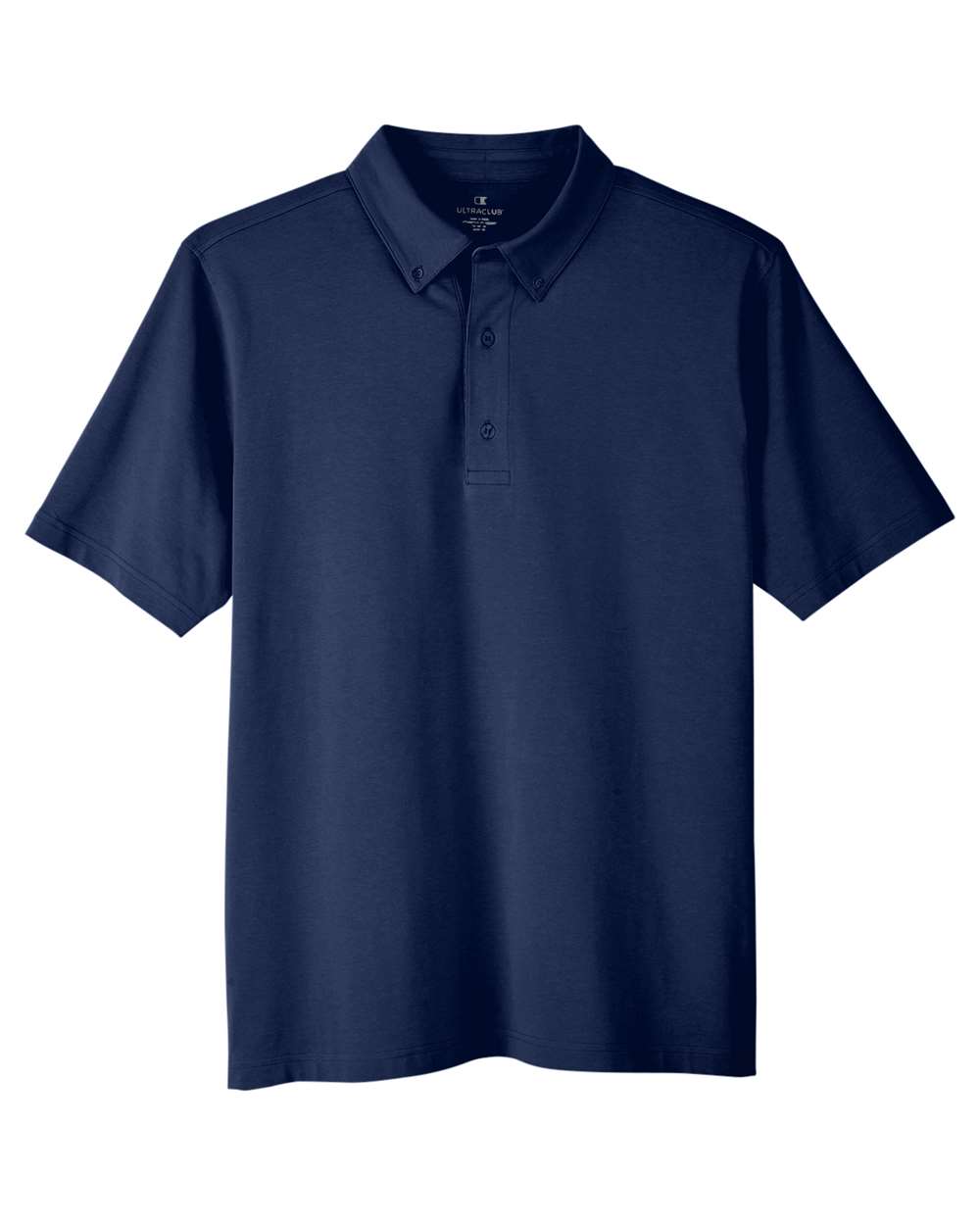 Front View of Navy Men's Lakeshore Stretch Cotton Performance Polo - UC105