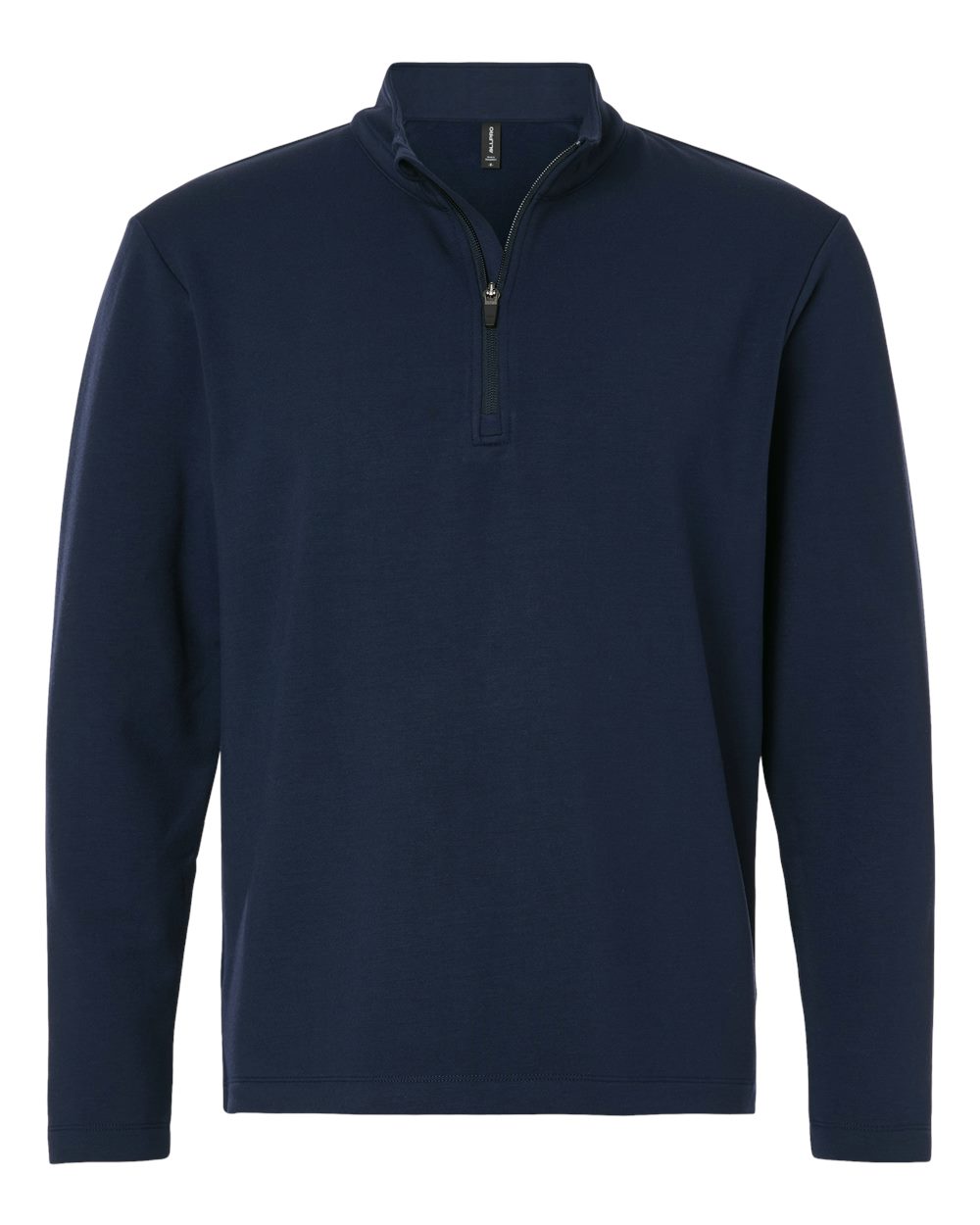 Front View of Navy Men's Stretch Quarter-Zip Fleece Pullover - STF870 plain