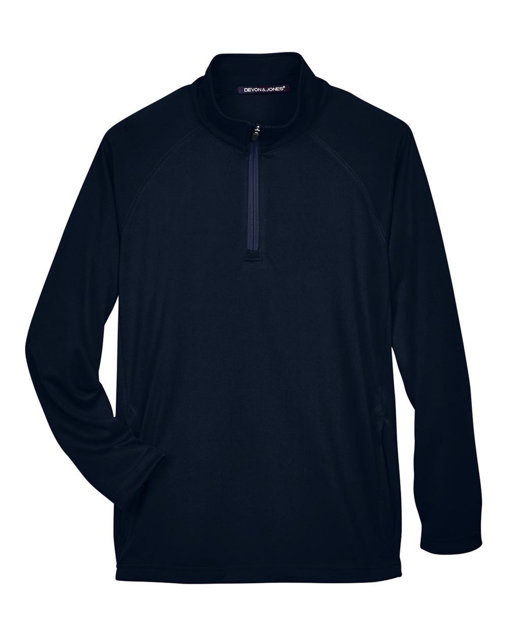 Front View of Navy Men's Stretch Tech-Shell® Compass Quarter-Zip Pullover - DG440