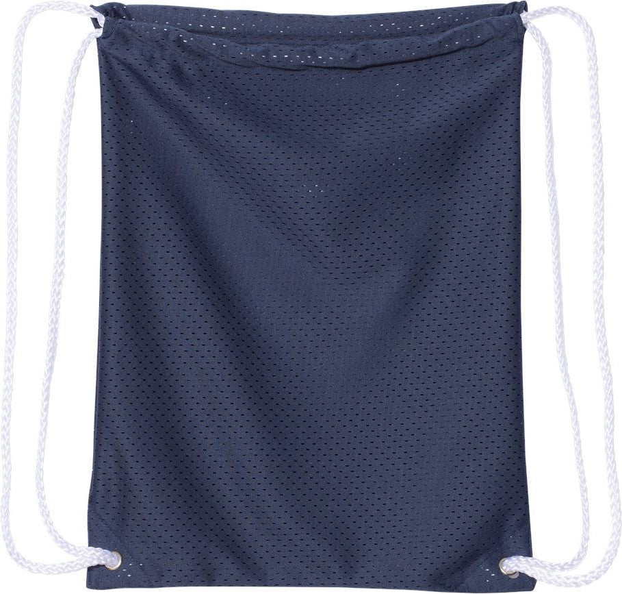 Front View of Navy Mesh Drawstring Backpack - 8895