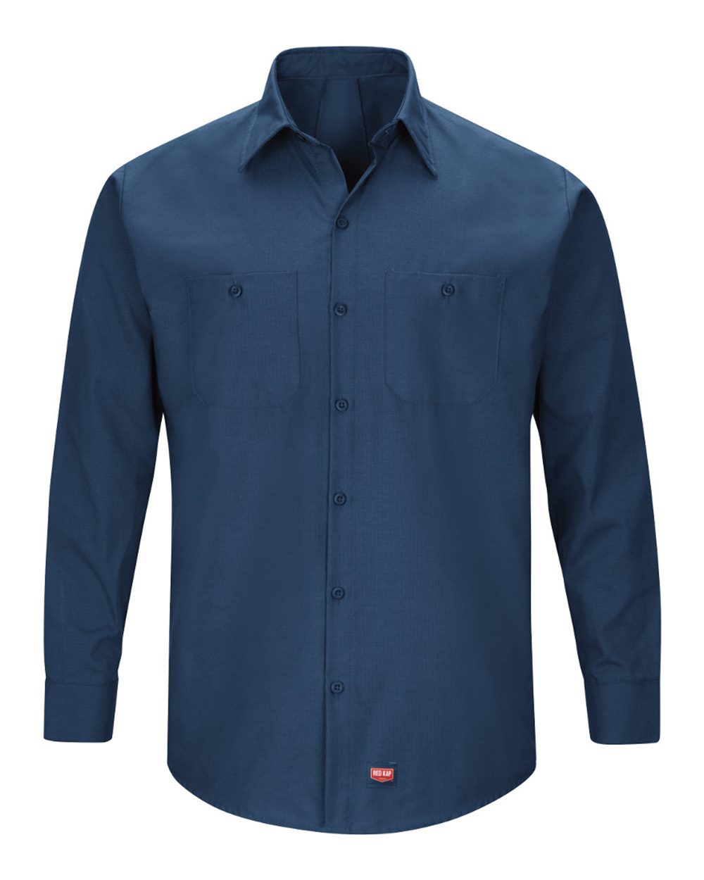 Front View of Navy Mimix™ Long Sleeve Work Shirt - Tall Sizes - SX10T