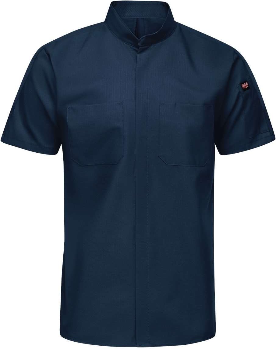 Front View of Navy Mimix™ Pro+ Short Sleeve Work Shirt With OilBlok - Tall Sizes - SX46T