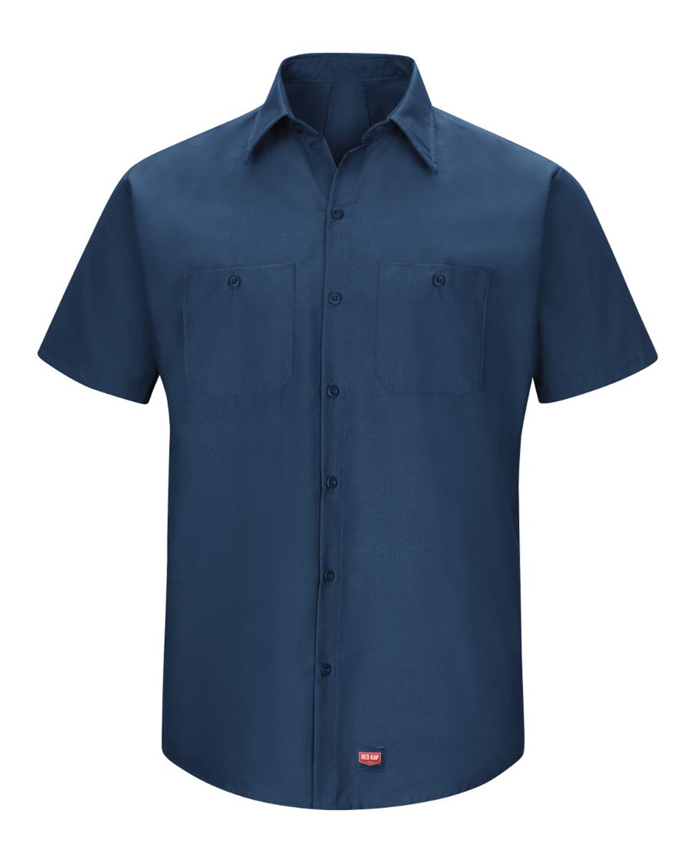Front View of Navy Mimix™ Short Sleeve Work Shirt - SX20
