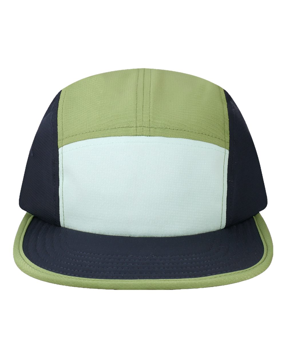 Front View of Navy/ Mint Switchback Packable Camper Hat - SWTBK