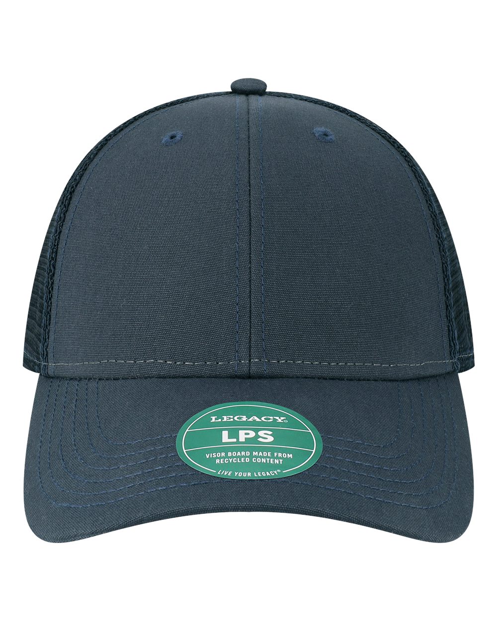 Front View of Navy/ Navy Lo-Pro Snapback Trucker Cap - LPS