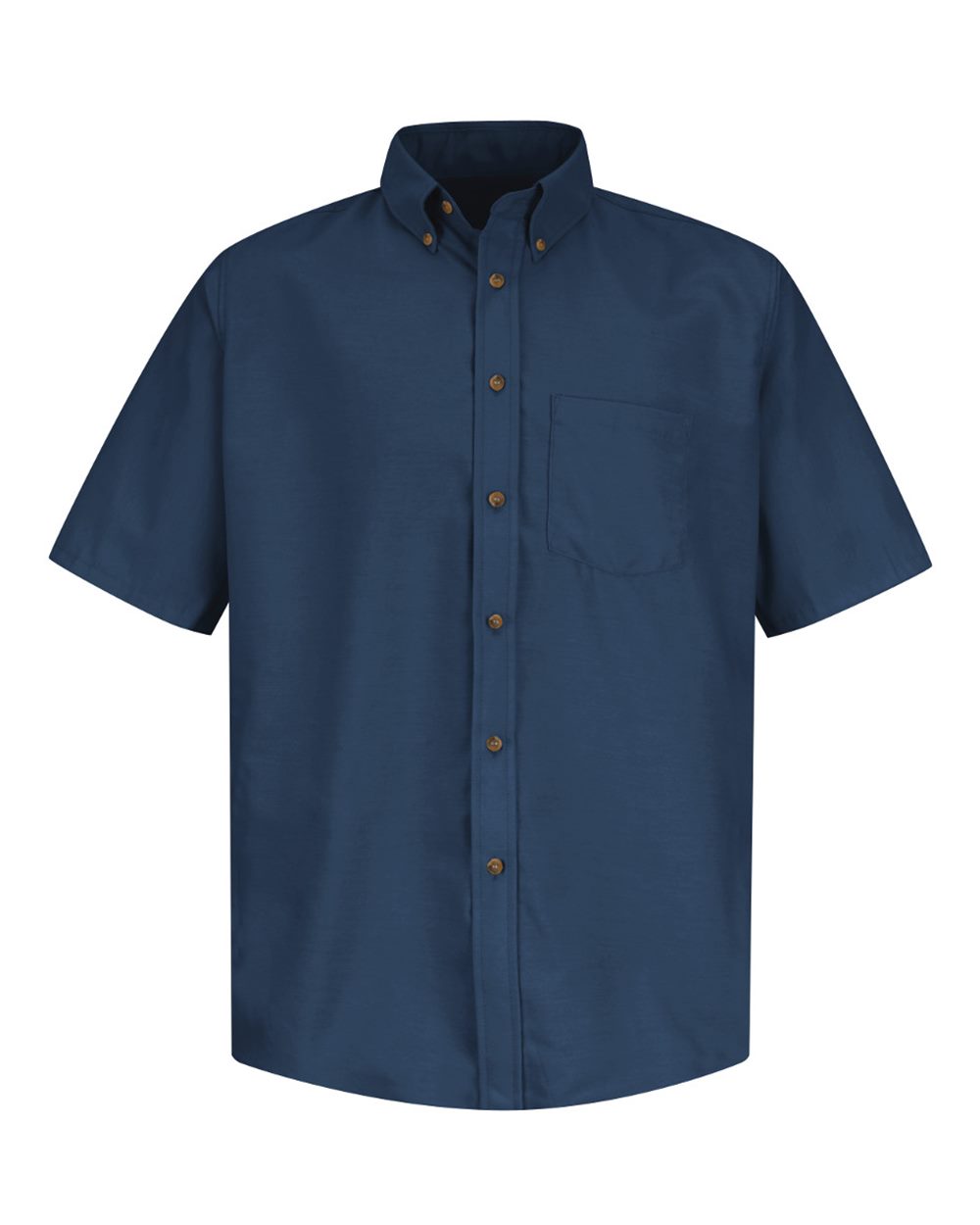 Front View of Navy Poplin Short Sleeve Dress Shirt - Tall Sizes - SP80T