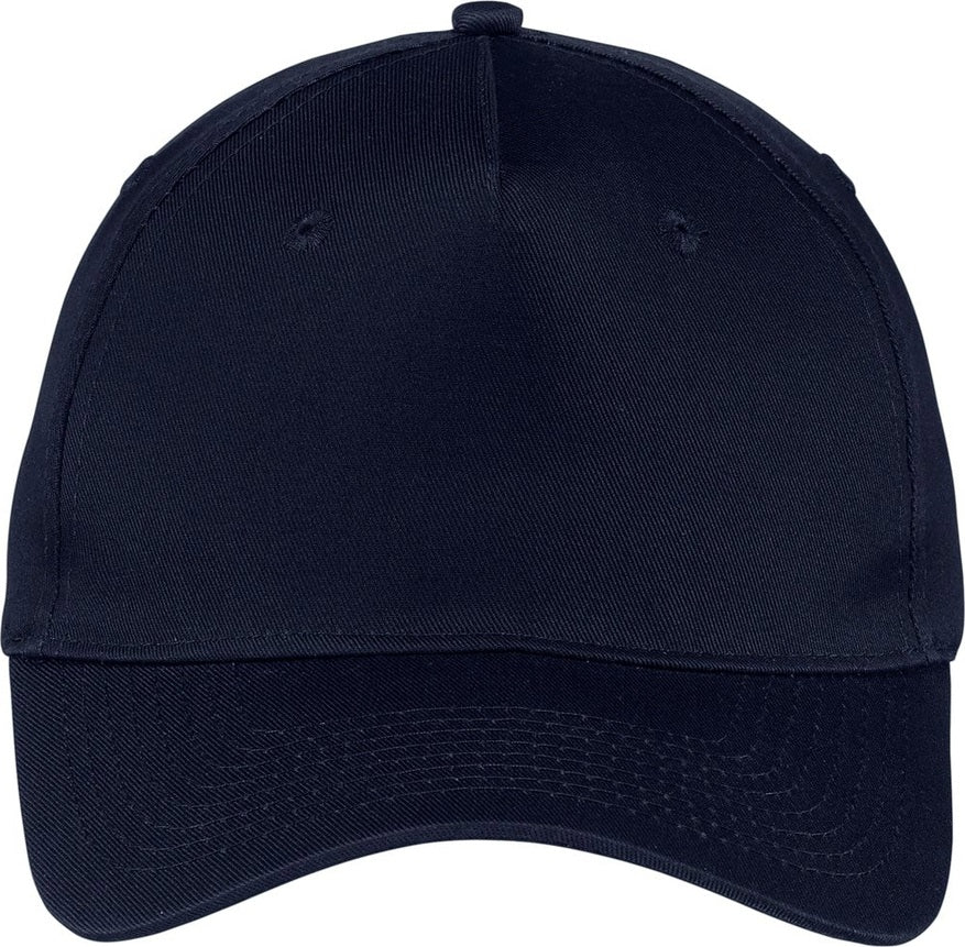 Front View of Navy Port Authority Five-Panel Twill Cap. CP86