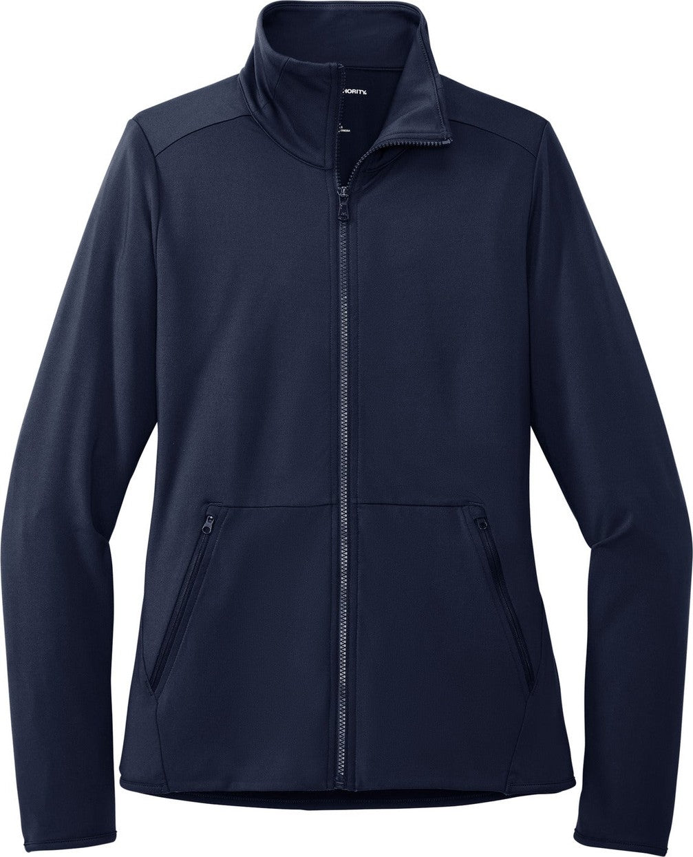 Front View of Navy Port Authority Women's Accord Stretch Fleece Full-Zip LK595