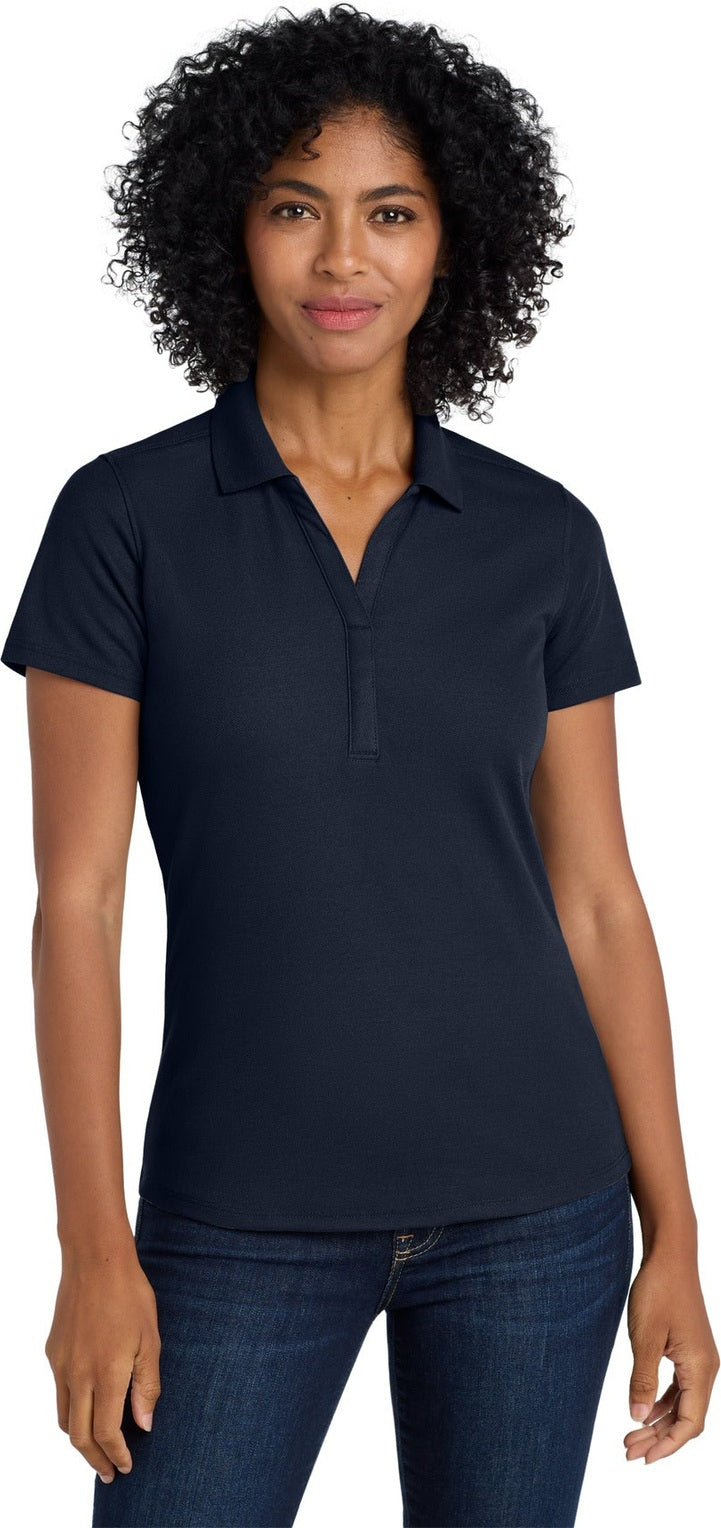 Front View of Navy Port Authority Women's EZPerformance Pique Polo. LK600