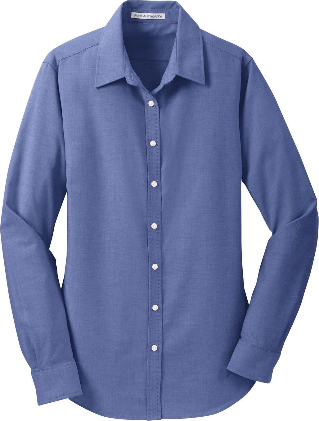 Front View of Navy Port Authority Women's SuperPro Oxford Shirt. L658