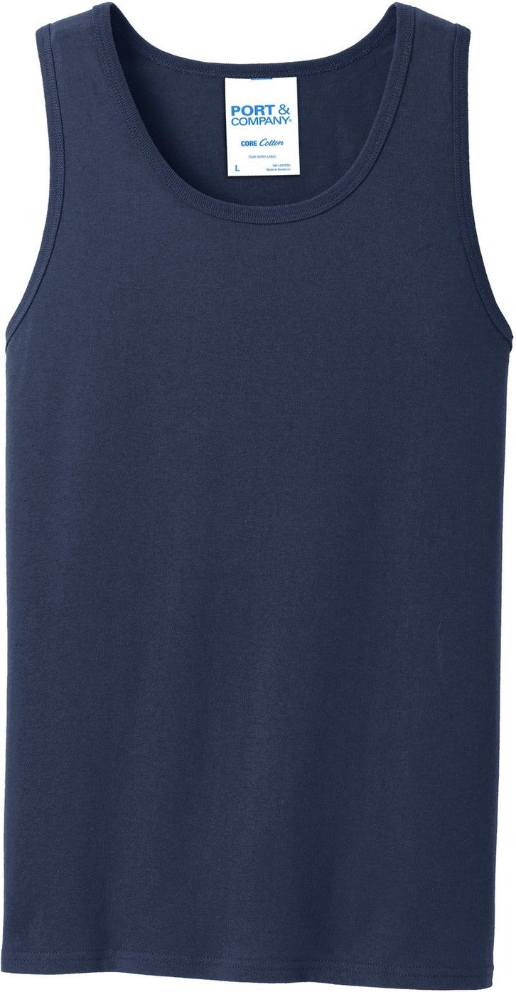 Front View of Navy Port & Co Core Cotton Tank Top. PC54TT