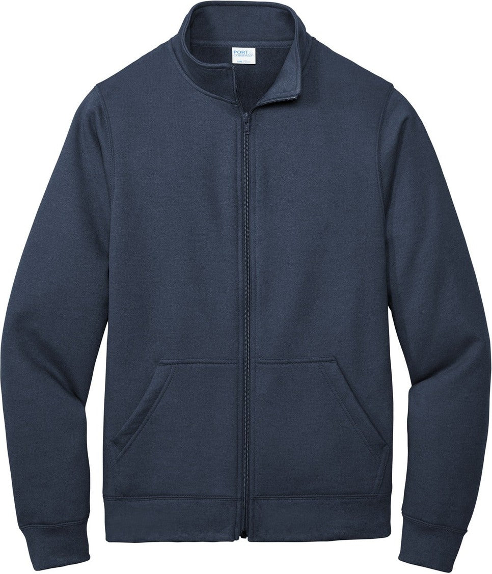 Front View of Navy Port & Co Core Fleece Cadet Full-Zip Sweatshirt PC78FZ