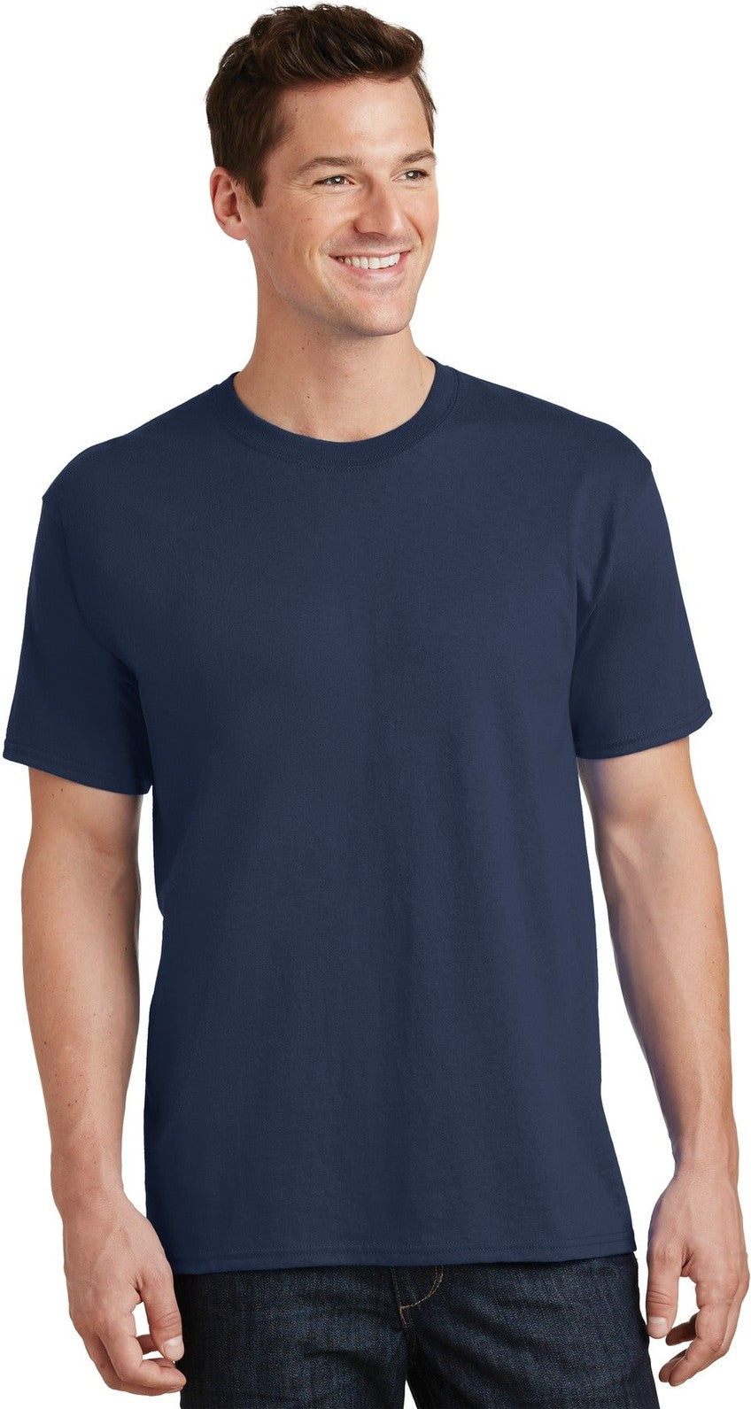 Front View of Navy Port & Co Tall Core Cotton Tee PC54T