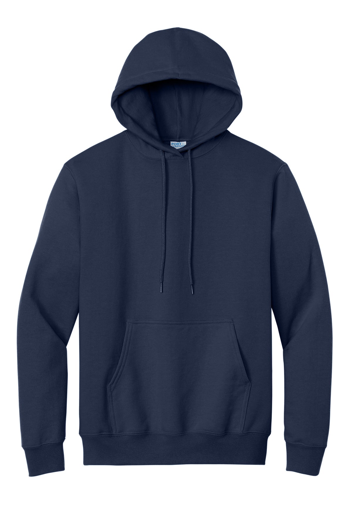 Front View of Navy Port & Co Tall Essential Fleece Pullover Hooded Sweatshirt. PC90HT