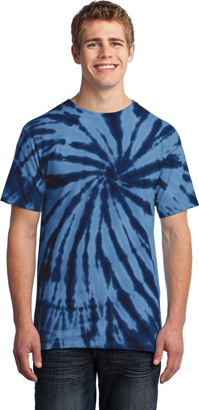 Front View of Navy Port & Co Tie-Dye Tee. PC147
