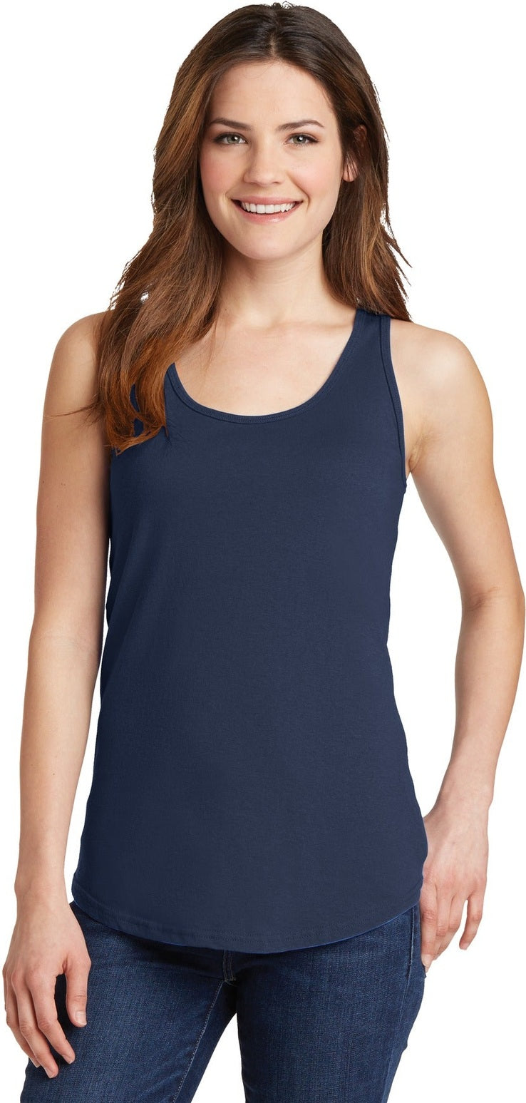 Front View of Navy Port & Co Women's Core Cotton Tank Top. LPC54TT