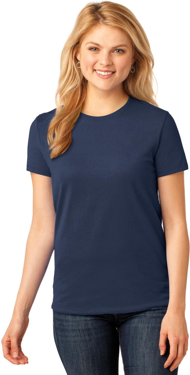 Front View of Navy Port & Co Women's Core Cotton Tee. LPC54