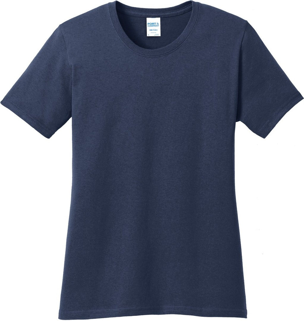 Front View of Navy Port & Co Women's Core Cotton Tee. LPC54