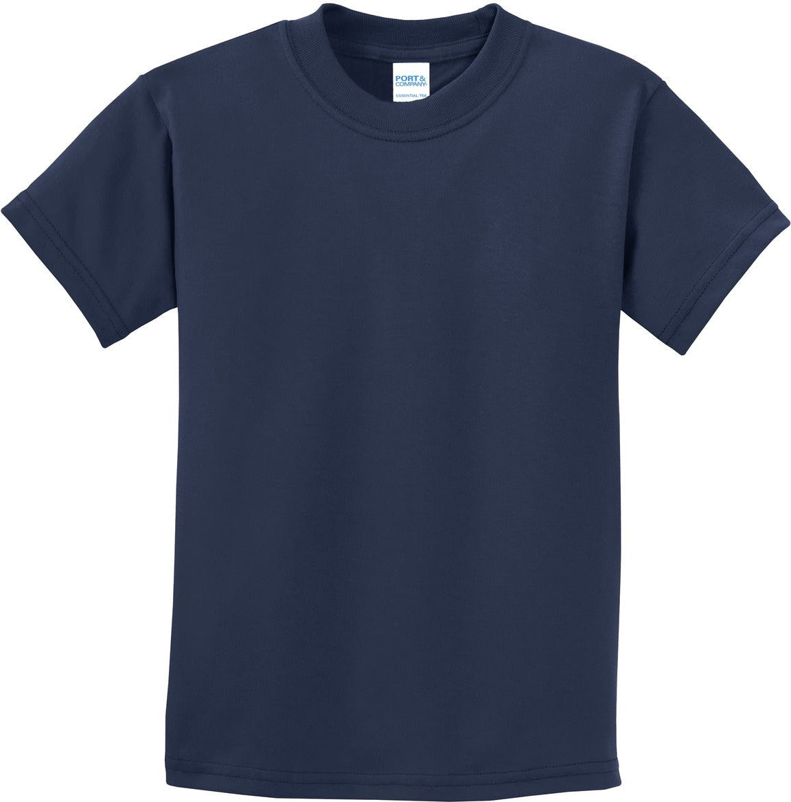 Front View of Navy Port & Co Youth Essential Tee. PC61Y