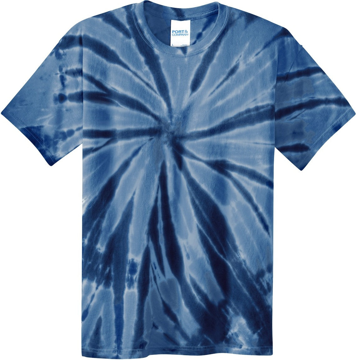 Front View of Navy Port & Co Youth Tie-Dye Tee. PC147Y