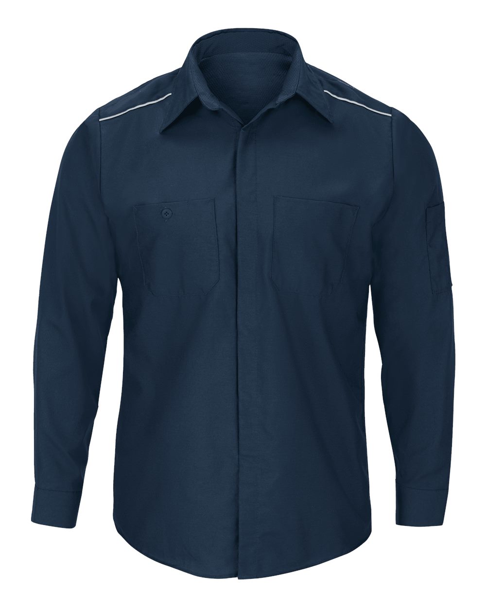 Front View of Navy Pro Airflow Long Sleeve Work Shirt - Tall Sizes - SP3AT