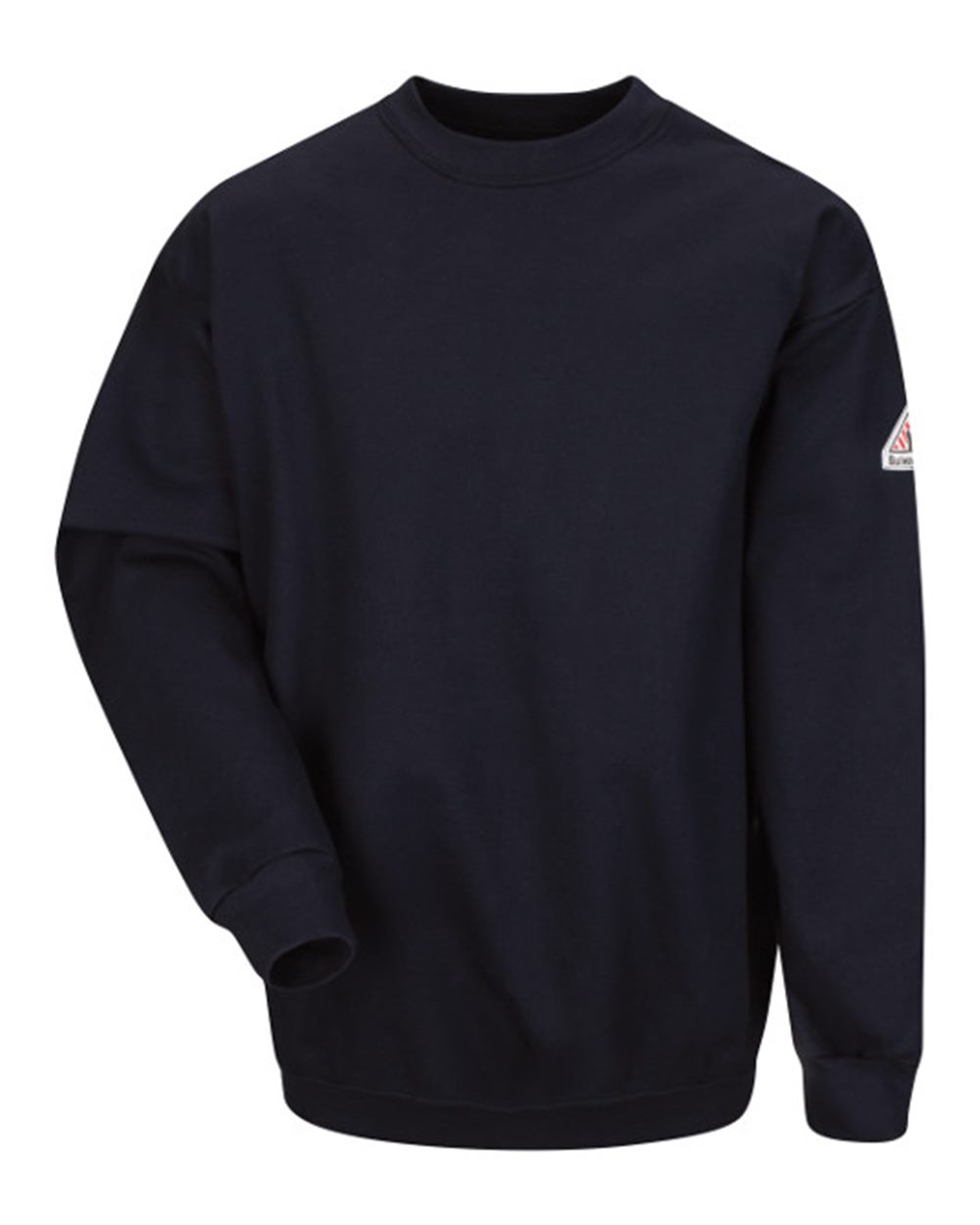 Front View of Navy Pullover Crewneck Sweatshirt - Cotton/Spandex Blend - SEC2 plain