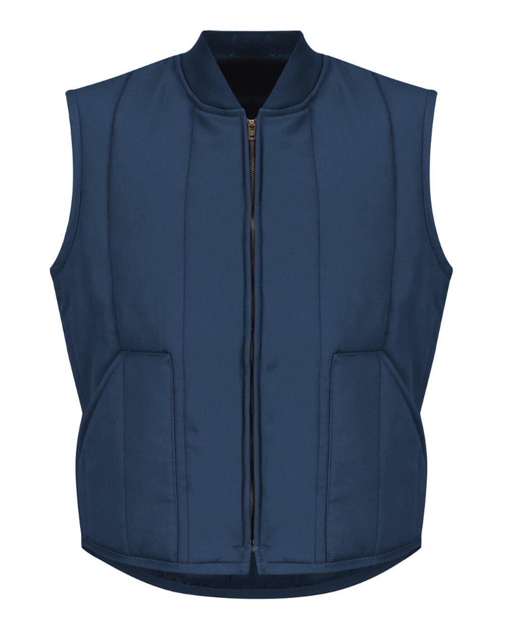 Front View of Navy Quilted Vest - Tall Sizes - VT22T