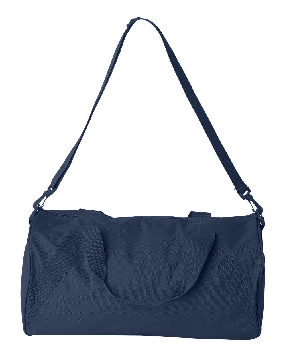 Front View of Navy Recycled 18” Small Duffel Bag - 8805