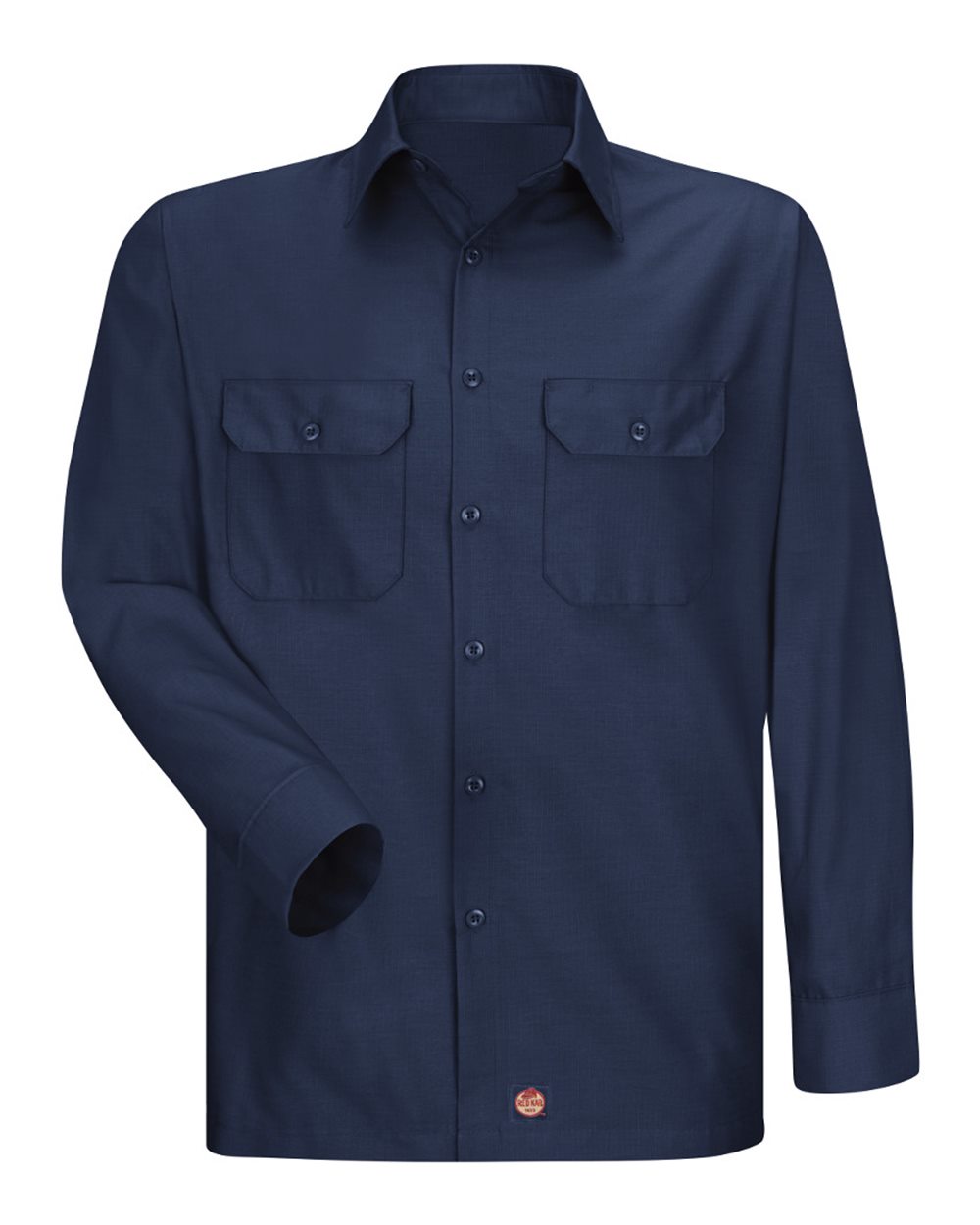 Front View of Navy Ripstop Long Sleeve Shirt - SY50