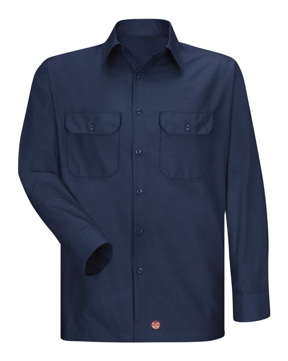 Front View of Navy Ripstop Long Sleeve Shirt - Tall Sizes - SY50T
