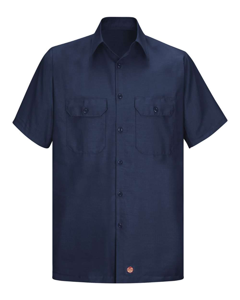 Front View of Navy Ripstop Short Sleeve Work Shirt - Tall Sizes - SY60T