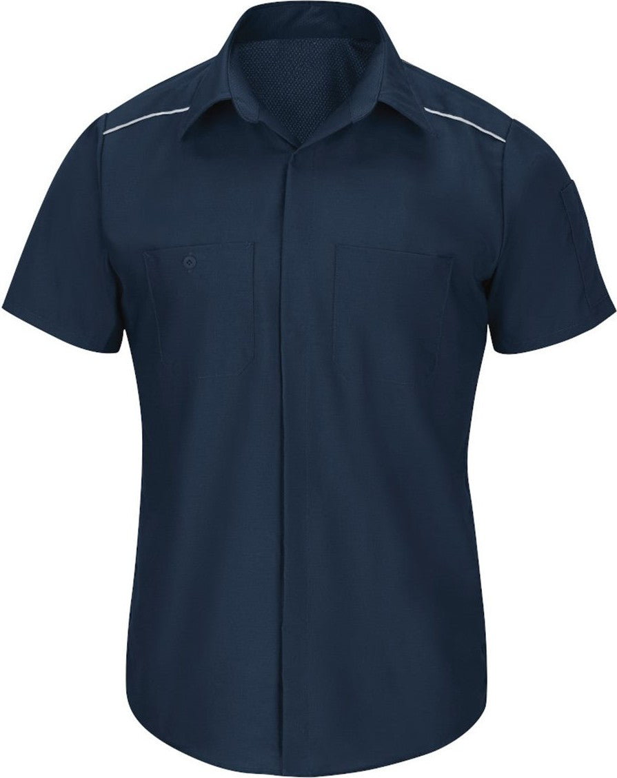 Front View of Navy Short Sleeve Pro Airflow Work Shirt - SP4A