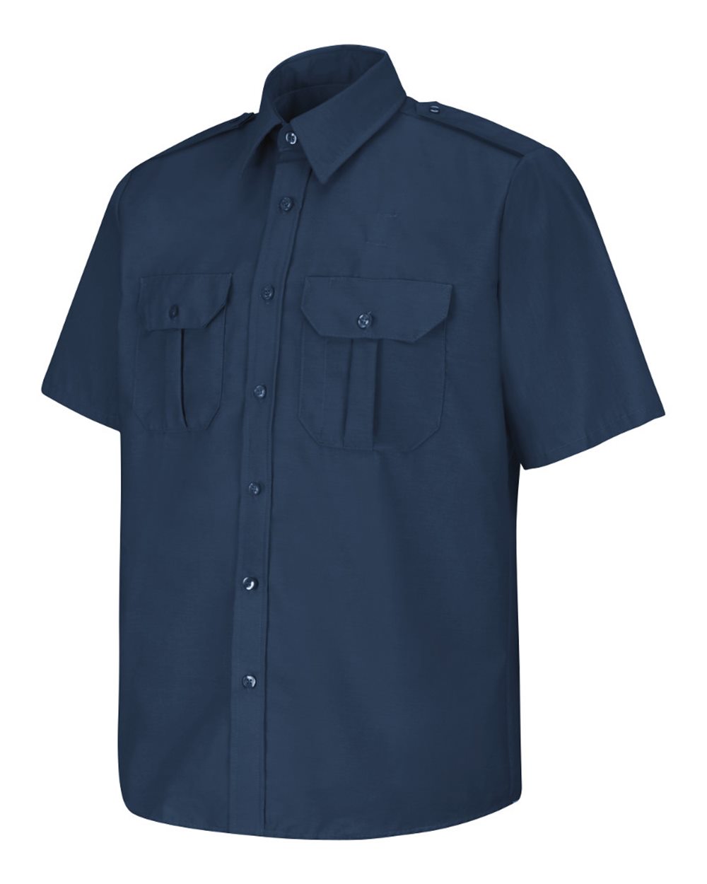 Front View of Navy Short Sleeve Security Shirt - Tall Sizes - SP66T